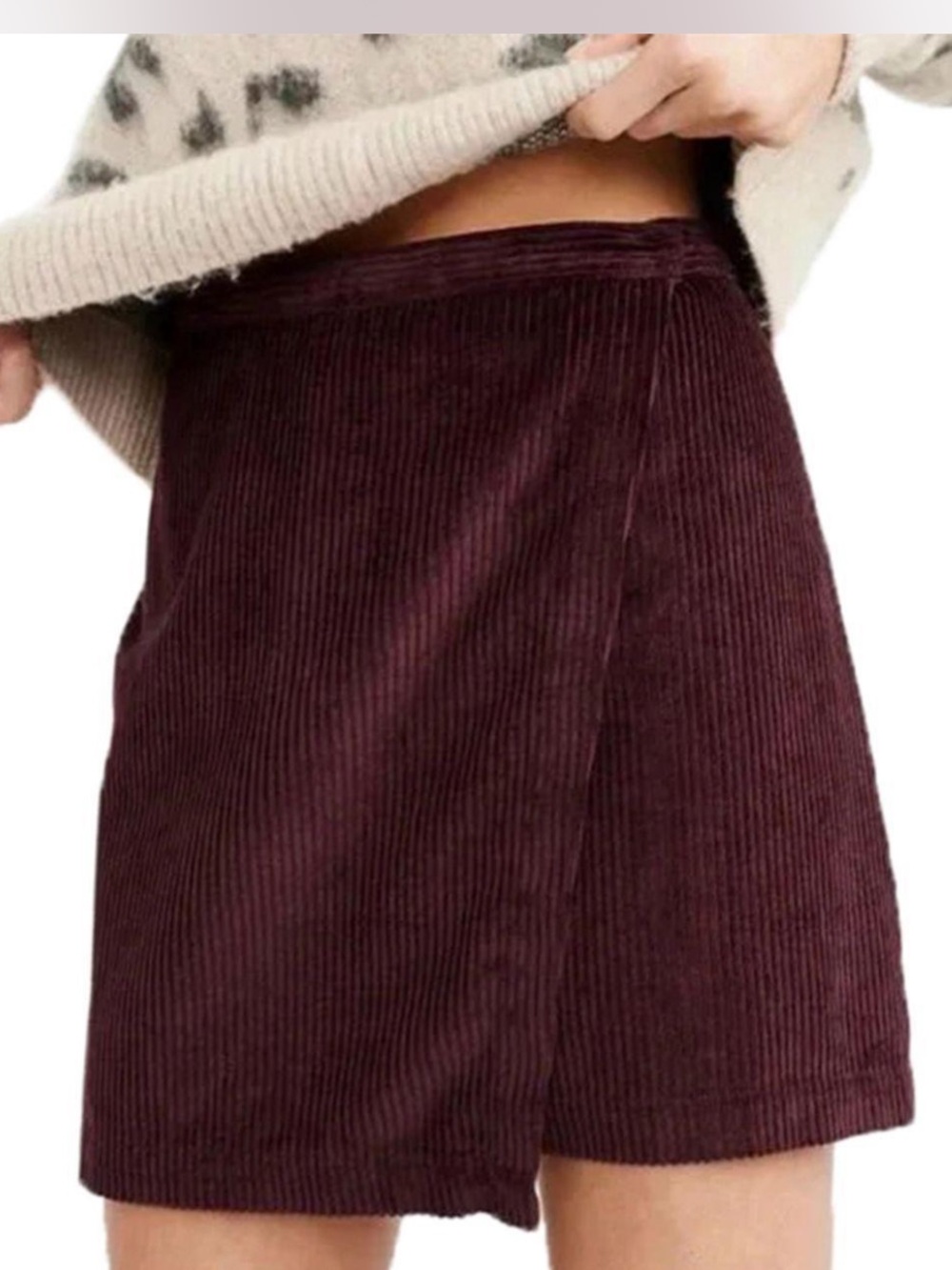 Abercrombie Maroon Corduroy Wrap Mini Skirt